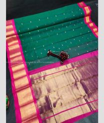 Dark Green and Pink color Chenderi silk handloom saree with kaddy border saree design -CNDP0009694
