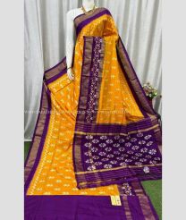 Yellow and Purple color pochampally ikkat pure silk sarees with all over ikkat design -PIKP0037865