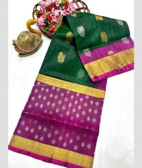 Pine Green and Magenta color uppada pattu sarees with all over nakshtra buttas design -UPDP0022092