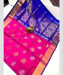 Pink and Blue color uppada pattu sarees with all over buttas design -UPDP0022010