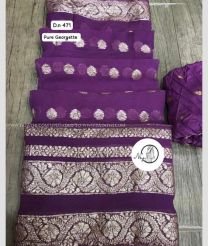Magenta and Silver color Georgette sarees with lurex zari weaving border with single jaipur dyeing design -GEOS0023980