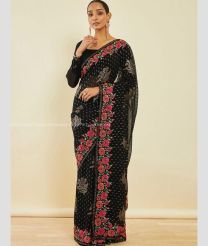 Black and Rose Pink color Georgette sarees with all over sequence work design -GEOS0024243