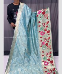 Sky Blue and Cream color paithani sarees with all over 3d traditional pattern design -PTNS0005225