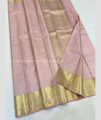 Baby Pink and Golden color kanchi pattu handloom saree with all over buties design -KANP0013511
