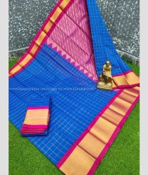 Blue and Pink color chanderi soft silk sarees with kaddy border saree design -CNSS0000015