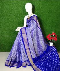 Purple and Blue color pochampally ikkat pure silk handloom saree with all over saree full design with jari tissue border -PIKP0019652