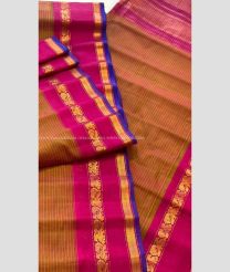 Mustard Yellow and Pink color gadwal cotton handloom saree with zari border saree design -GAWT0000056
