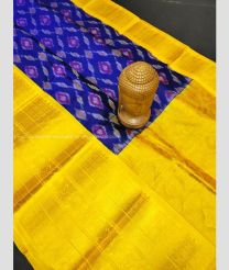 Royal Blue and Yellow color kuppadam pattu handloom saree with all over pochampally design saree -KUPP0023868