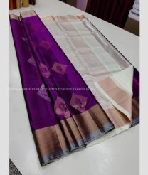 Magenta and Half White color soft silk kanchipuram sarees with kaddy border saree design -KASS0000386