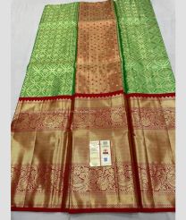 Parrot Green and Red color kanchi Lehengas with zari border design -KAPL0000104