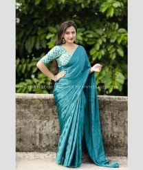 Dark Teal and Green color silk sarees with all over shine butterfly design -SILK0017544