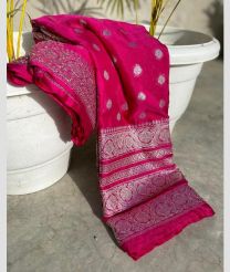 Pink and Silver color Banarasi sarees with fancy border design -BANS0018856