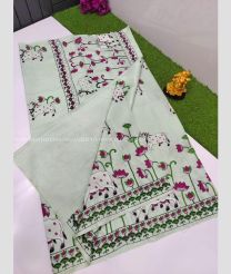 Cream color linen sarees with all over pichwai printed design -LINS0002965