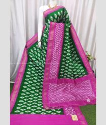 Pine Green and Magenta color pochampally ikkat pure silk handloom saree with all over ikkat design -PIKP0035722