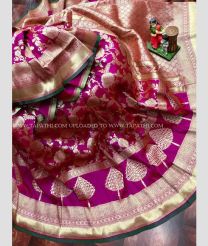 Dark Pink color Lichi sarees with leaf design saree -LICH0000026