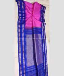 Pink and Royal BLue color gadwal pattu handloom saree with temple border saree design -GDWP0000101