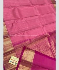 Rose Pink and Deep Pink color kanchi pattu handloom saree with all over double warp thread with traditional buties design -KANP0013705