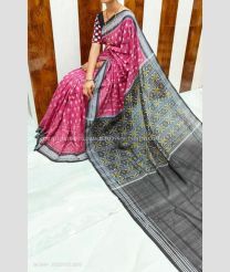 Pink and Grey color linen sarees with all over digital printed design -LINS0003756
