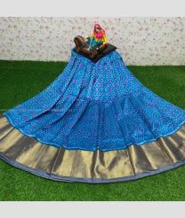 Blue and Grey color Ikkat Lehengas with all over ikkat design -IKPL0000208