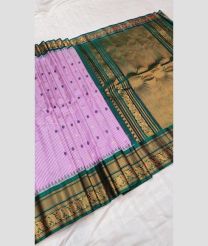 Lavender and Teal color gadwal pattu handloom saree with all over jall checks and buties with kuttu border design -GDWP0001692