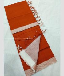 Red and Half White color mangalagiri sico handloom saree with plain saree design -MAGI0000198