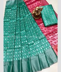 Teal and Maroon color Uppada Soft Silk handloom saree with all over wedding design saree -UPSF0002096