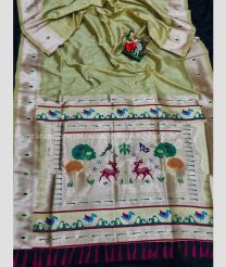 Mehndi Green and Silver color Lichi sarees with zari border saree design -LICH0000127