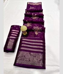 Plum Velvet color silk sarees with all over big buties with heavy jacquard border design -SILK0017387