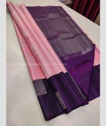 Rose Pink and Purple color kanchi pattu handloom saree with hand weaven saree with 2g jari traditional pattern design -KANP0011823
