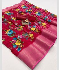 Crimson and Rose Pink color silk sarees with jacquard border design -SILK0017810