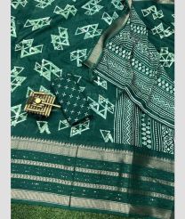Forest Fall Green color silk sarees with all over kalamkari printed with sequence and jari border design -SILK0017702