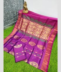 Magenta and Pink color Uppada Soft Silk handloom saree with all over buties design -UPSF0004147