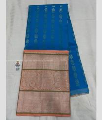 Blue and Copper color kanchi Lehengas with big jari border design -KAPL0000244