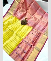 Yellow and Peach color uppada pattu sarees with anchulatha border design -UPDP0022103