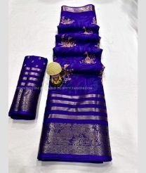 Royal Blue color silk sarees with all over big buties with heavy jacquard border design -SILK0017388
