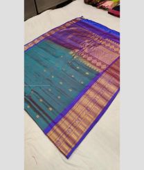 Blue Ivy and Purple color gadwal sico handloom saree with all over buties with big border design -GAWI0000610