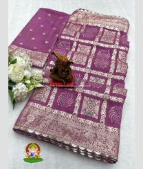 Dark Raspberry and Silver color silk sarees with all over jacquard woven with jari meena jacquard woven border design -SILK0017355