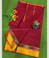 Maroon and Golden color Uppada Cotton sarees with all over checks design -UPAT0004750