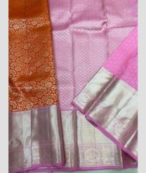 Red and Rose Pink color kanchi pattu sarees with koravai border design -KANP0013756