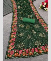 Pine Green and Rose Pink color Georgette sarees with all over sequence work design -GEOS0024240