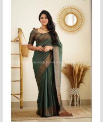 Forest Fall Green and Brown color Lichi sarees with all over jacquard work design -LICH0000418