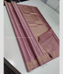Dust Pink and Cream color kanchi pattu handloom saree with all over button buties with unique border design -KANP0013573