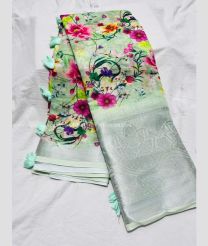Pista and Grey color linen sarees with all over rich design with jacquard border -LINS0003083