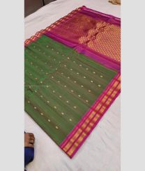 Dark Green and Deep Pink color gadwal sico handloom saree with all over buties design -GAWI0000602