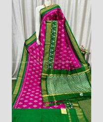 Pink and Green color pochampally ikkat pure silk sarees with all over ikkat design -PIKP0037858