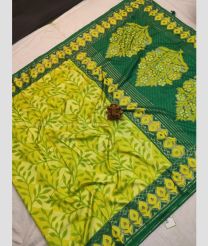 Mustard Yellow and Pine Green color Chenderi silk handloom saree with all over design saree -CNDP0013945