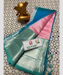 Blue and Rose Pink color mangalagiri pattu sarees with kanchi border design -MAGP0026730
