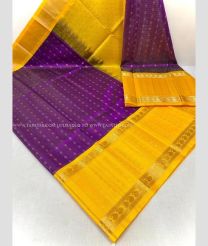 Purple and Yellow color kuppadam pattu sarees with kuppadam kanchi border design -KUPP0097205