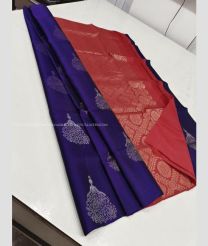 Purple Blue and Tomato Red color soft silk kanchipuram sarees with all over big buties design -KASS0001004