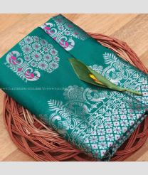 Sea Green and Silver color Lichi sarees with flower design saree -LICH0000031